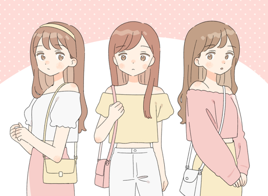 似たようなメイクやファッションをしている女子が複数人いるイメージ