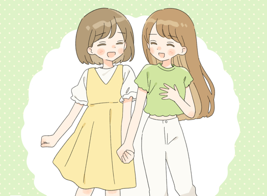 友達と向かい合うor手を繋いでお互いを認め合っているようなイメージ