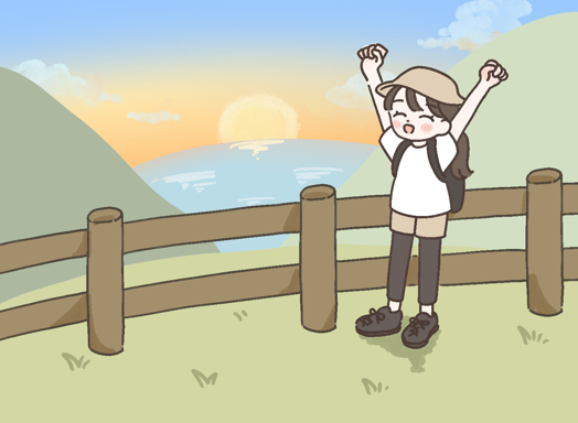 大自然や絶景orアート作品に感動している女の子